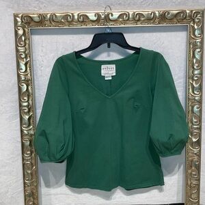 VELVET GRAHAM SPENCER Womens Top V-Neck Balloon Sleeve Casual Jersey Knit SMALL